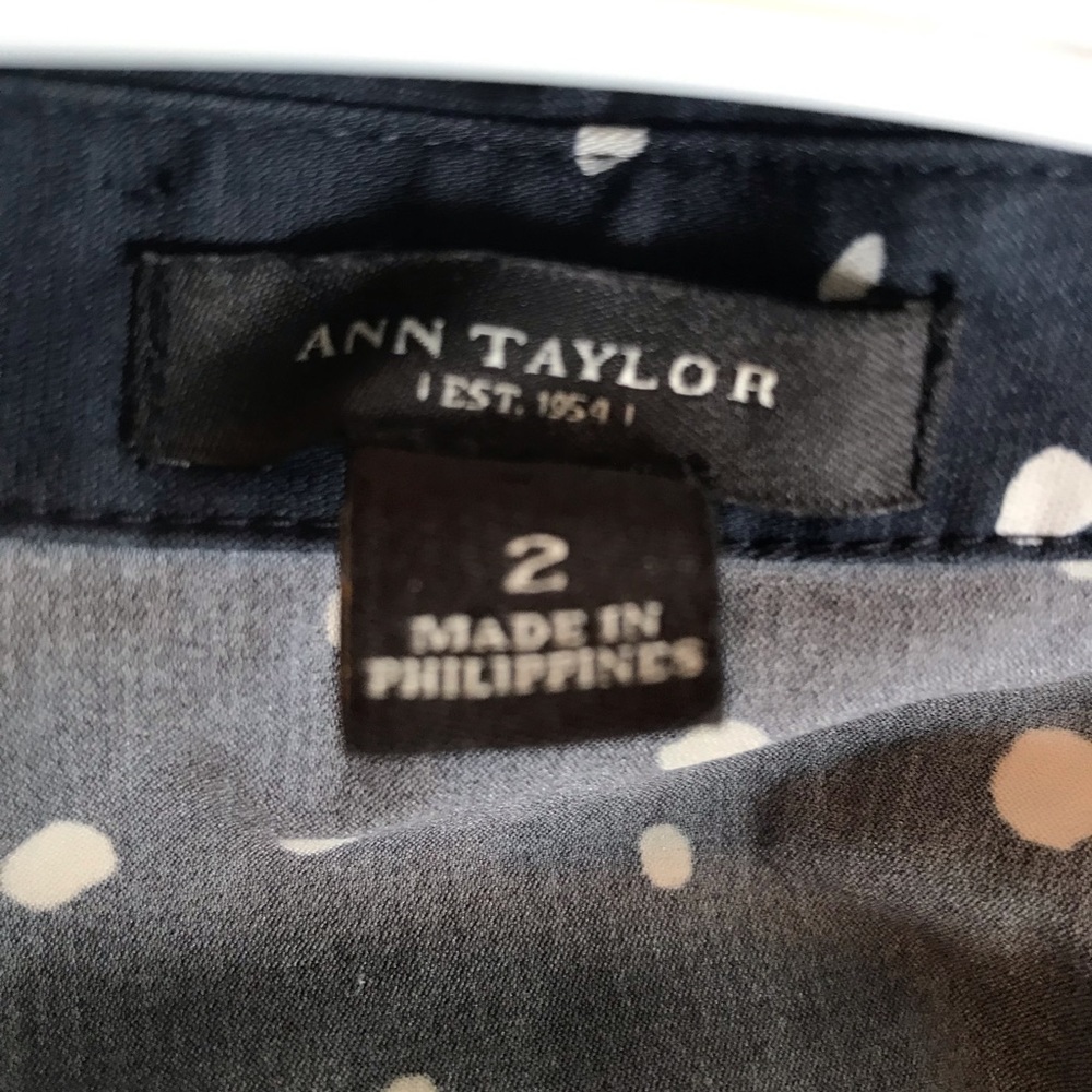 Ann Taylor Blue White Cotton Stretch Polka Dot Shirt Dress - Picture 4 of 4